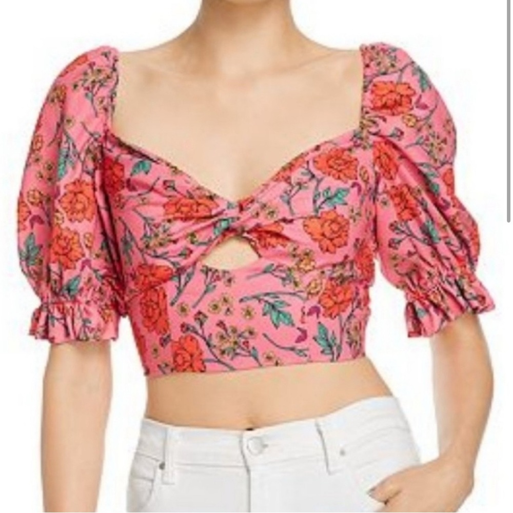 Finders Keepers Floral Knotted Cropped Top